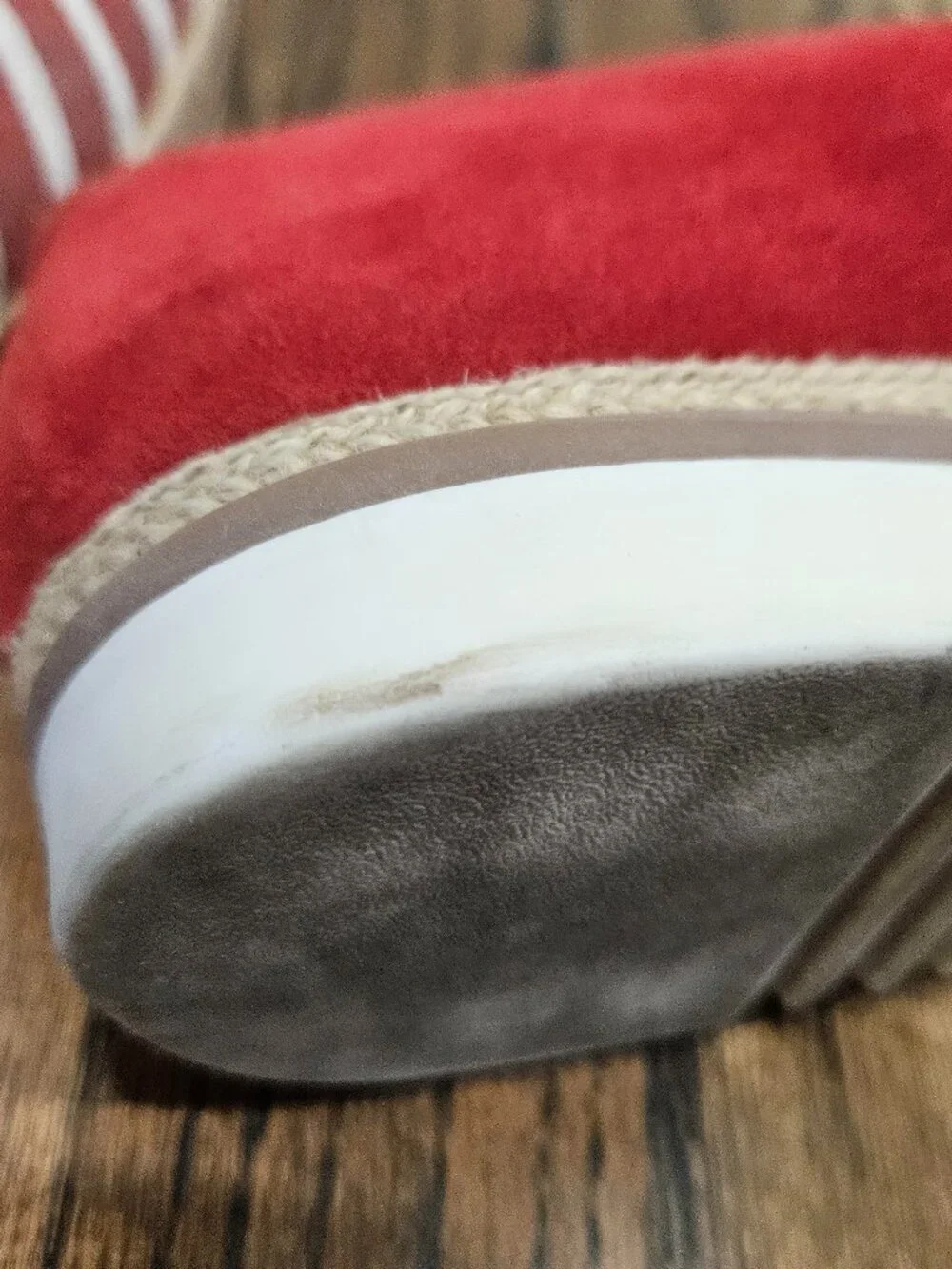 Clarks Serena Paige Loafer Women's Red White Striped Canvas Slip On Shoes - 10